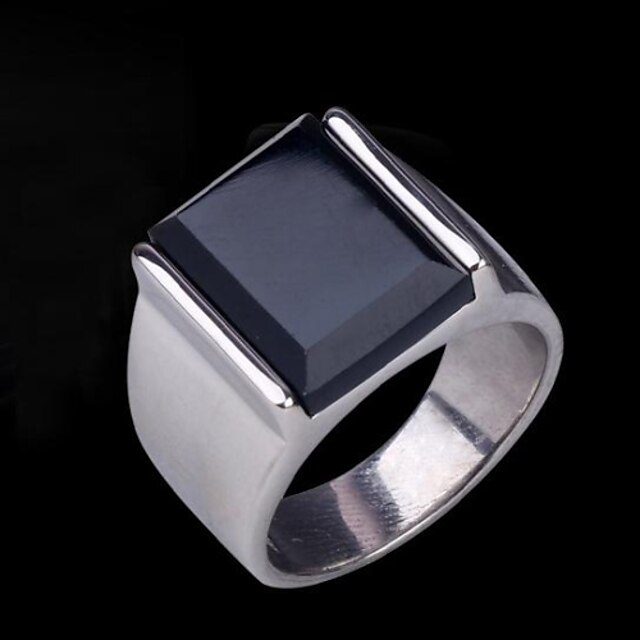  Band Ring Safir sintetic Argintiu Pietre sintetice Teak Oțel titan Declarație Casual Epocă / Piatră Preţioasă Negru natural / Bărbați