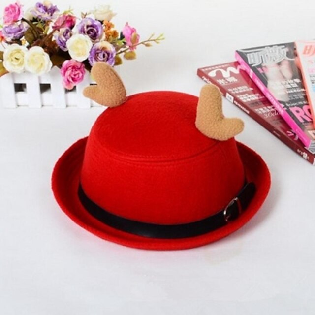  Christmas Unisex Bowler Hats with Antlers Classic Billycock Christams Decoration