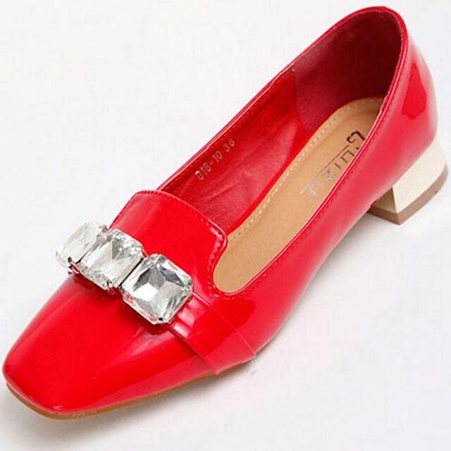 Women's Shoes Square Toe Chunky Heel Loafers with Rhinestone More Colors available