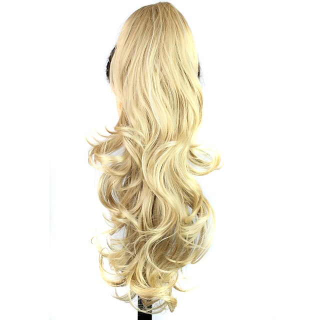  claw clip synthetic 25 inch blonde long curly ponytail