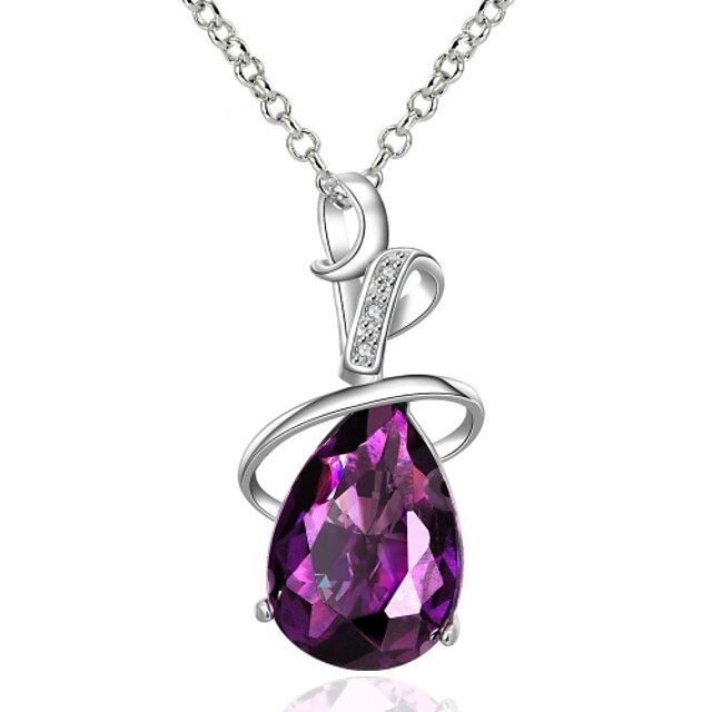  Womans Retro Gifts are High-grade Party Purple Zircon Crystal Charm Pendant Necklace