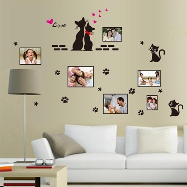 Wall Stickers Wall Decals, Cartoon Couple Cats PVC Wall Stickers