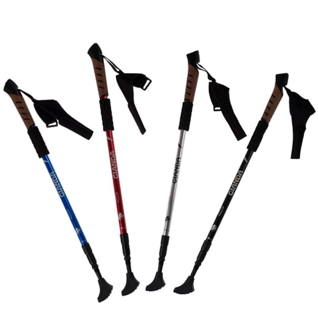  4 Sections Trekking Poles Nordic Walking Poles 135cm (53 Inches) Damping Adjustable Length Anti-Shock Carbide Aluminum Alloy 6061 Aluminum Alloy Cross-Country Backcountry Walking