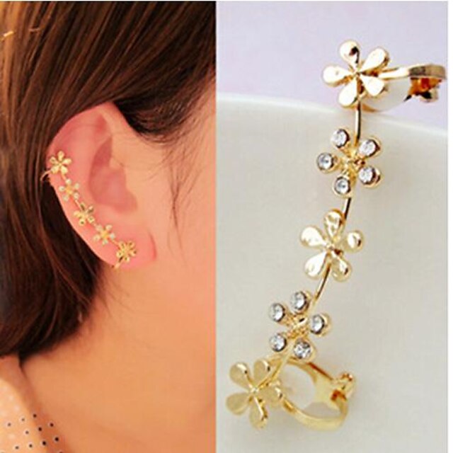  Ear Cuff Flower Luxury Birthstones Rhinestone Imitation Diamond Earrings Jewelry For Wedding Party Daily Casual