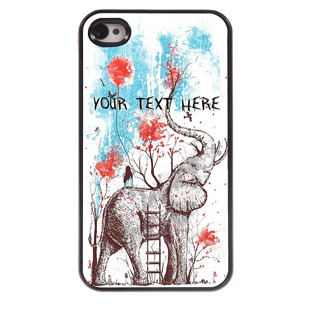  Personalized Phone Case - Girl Sit on The Elephant Design Metal Case for iPhone 4/4S