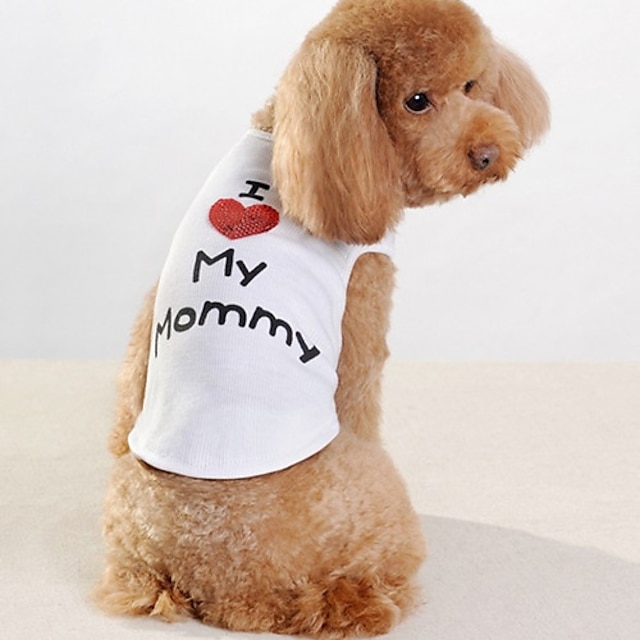  Hund T-shirt Bokstav & Nummer Hundkläder Valpkläder Hundkläder Vit Kostym för tikar och hundar Bomull XXS XS S M L