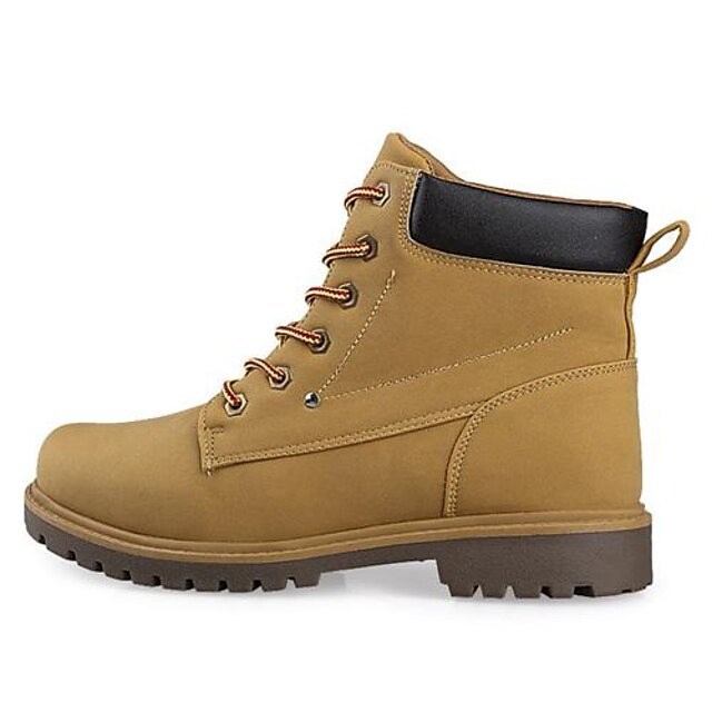  Men's Fall Winter Leather Casual Flat Heel Black Brown Yellow