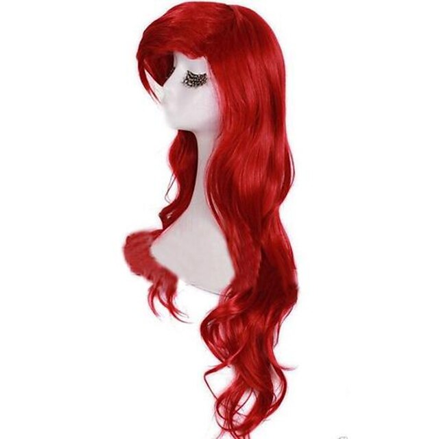  Synthetic Wig Cosplay Wig Straight Curly Straight Wig Dark Red Synthetic Hair 24 inch Women's Red