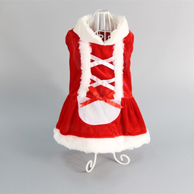  Cat Dog Dress Puppy Clothes Wedding Christmas Winter Dog Clothes Puppy Clothes Dog Outfits Red Costume for Girl and Boy Dog Cotton XS S M L