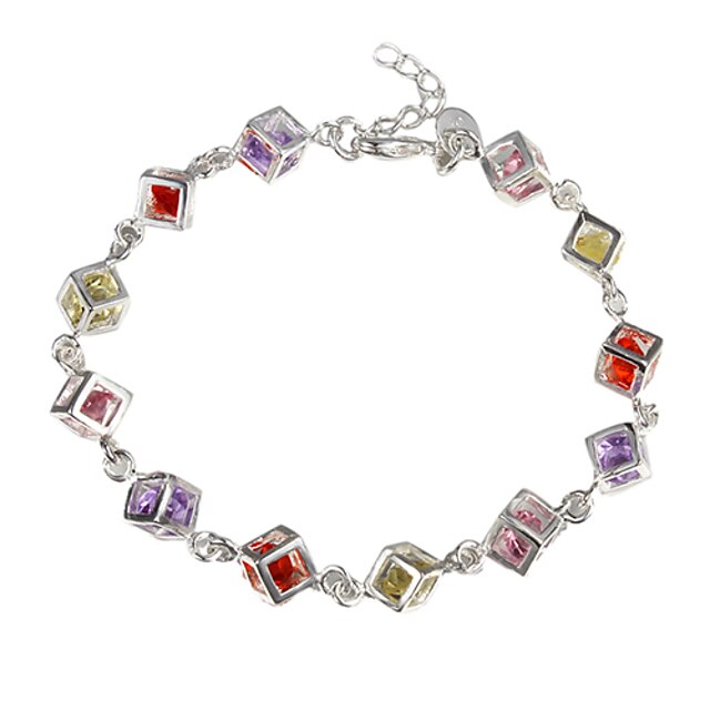  Bracelets Tennis Rivière de Diamants Femme Zircon Argent sterling Zircon unique Mode Bracelet Bijoux Rouge et Jaune pour Regalos de Navidad Quotidien Décontracté