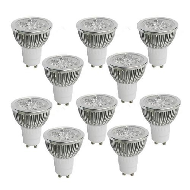  10pcs 4 W 350-400 lm GU10 LED szpotlámpák 4 LED gyöngyök Nagyteljesítményű LED Meleg fehér / Hideg fehér / Természetes fehér 85-265 V / 10 db. / RoHs