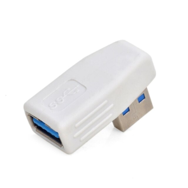  Right Angle USB 3.0 Male to Female Adapter - White