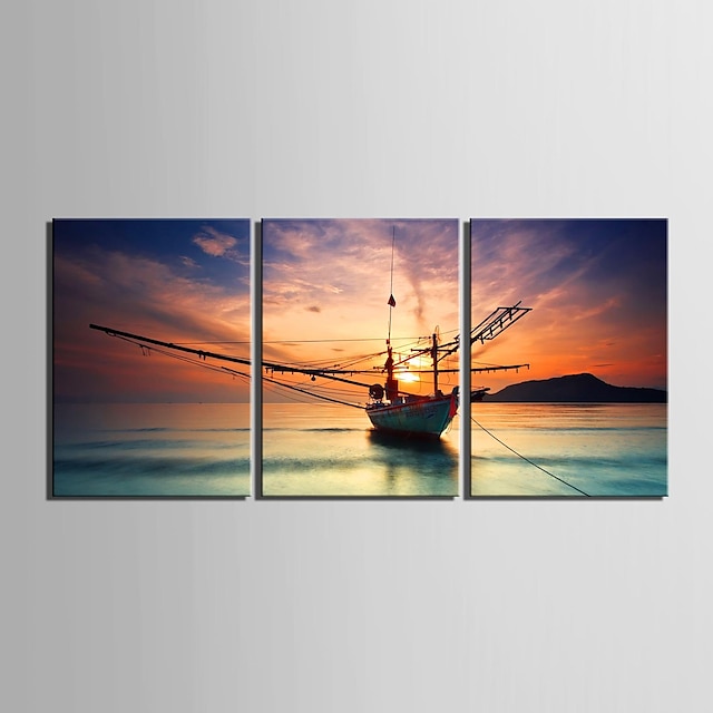  e-Home® opgespannen doek kunst zonsondergang voyage decoratie schilderij set van 3