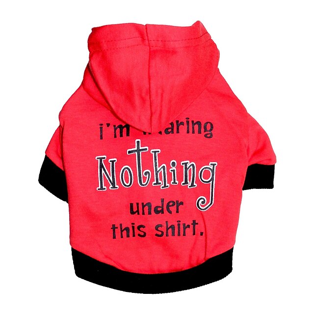  Cat Dog Hoodie Letter & Number Dog Clothes Puppy Clothes Dog Outfits Breathable Red Costume for Girl and Boy Dog Cotton XS S M L