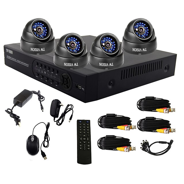  4-Kanal-One-Touch Online CCTV DVR-System (4 Indoor Dome Kamera mit Sony CCD)