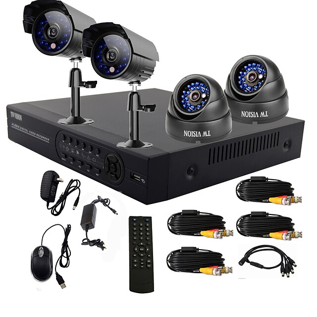  twvision® 4 kanals ett-trykks online CCTV dvr system (4 kanals d1 opptak)