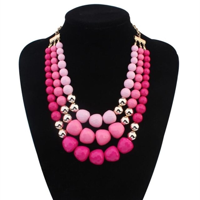  Women's Statement Necklace Layered Necklace Layered Beads Ladies Personalized European Multi Layer Alloy Fuchsia Green Blue Black Beige Necklace Jewelry For