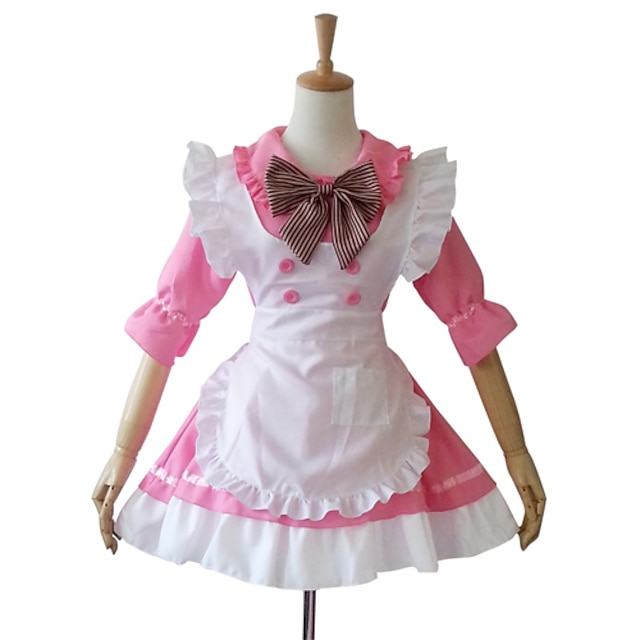  Lolita Dress Maid Suits Women's Cotton Japanese Cosplay Costumes Patchwork Short Length