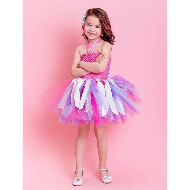  Παιδικά Ρούχα Χορού Φορέματα Τούτους Παιδικά Εκπαίδευση Πολυεστέρας Τούλι Ζωνάρι/Κορδέλα Αμάνικο Φυσικό