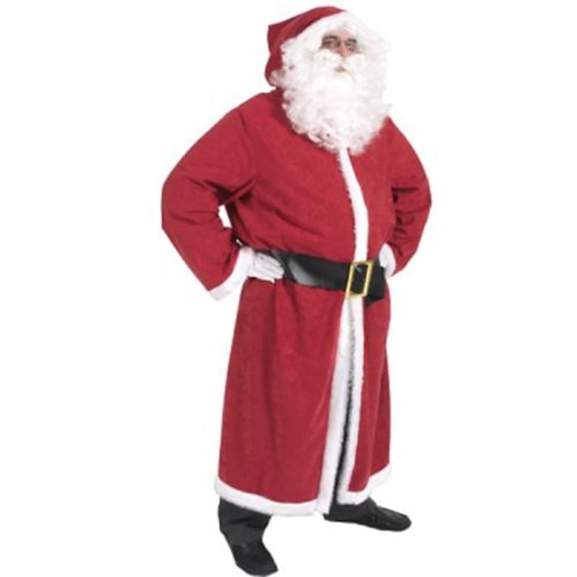  Santa Suit Cosplay Costume Men's Christmas Festival / Holiday Polyester Men's Easy Carnival Costumes / Coat / Gloves / Belt / Hat