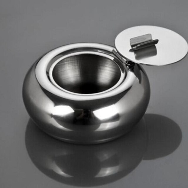  New High Quality Polished Portable Stainless Steel Cigarette Ashtray Ash Container