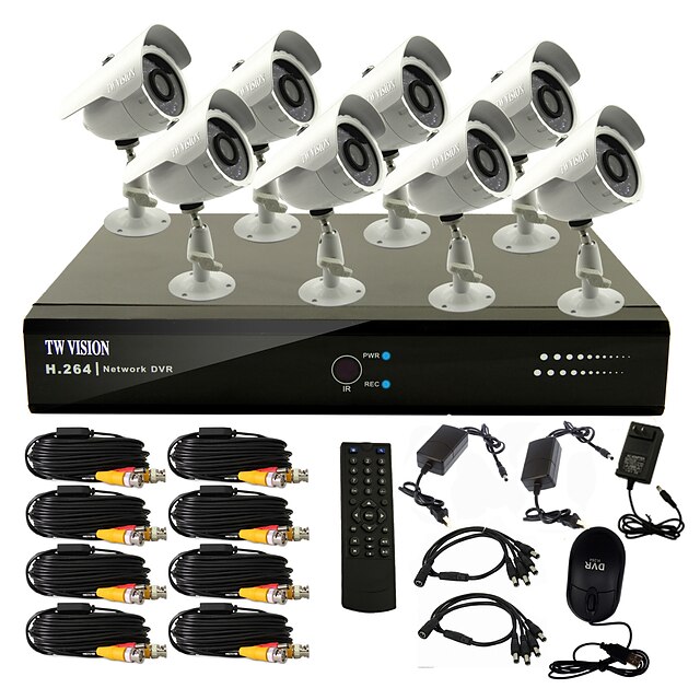  8-канальная DVR система видеонаблюдения (8 цилиндрических водонепронецаемых камер, PTZ Control)