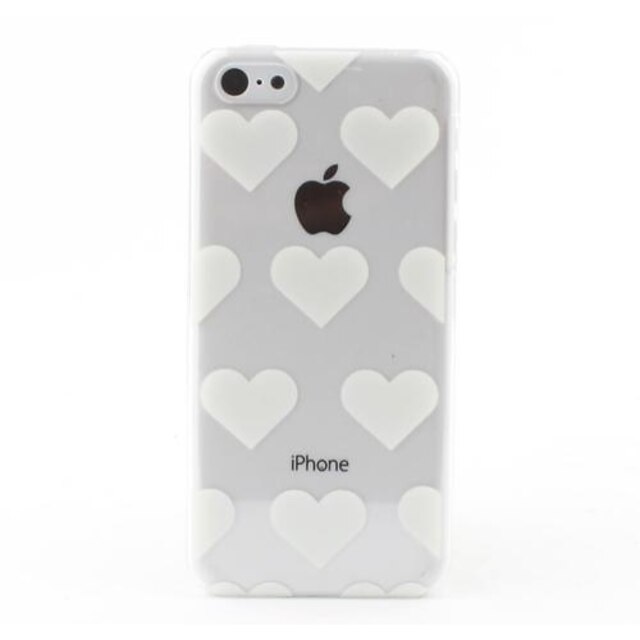  transparent vita hjärtan stil hårda tillbaka fallet för iphone 5c