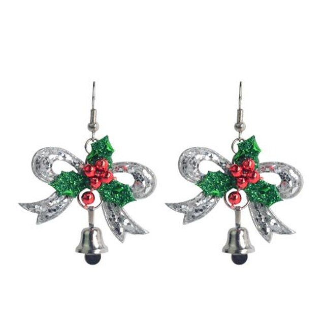  Lureme Fashion Shining Powder Christmas Sliver Bowknot Alloy Drop Earrings