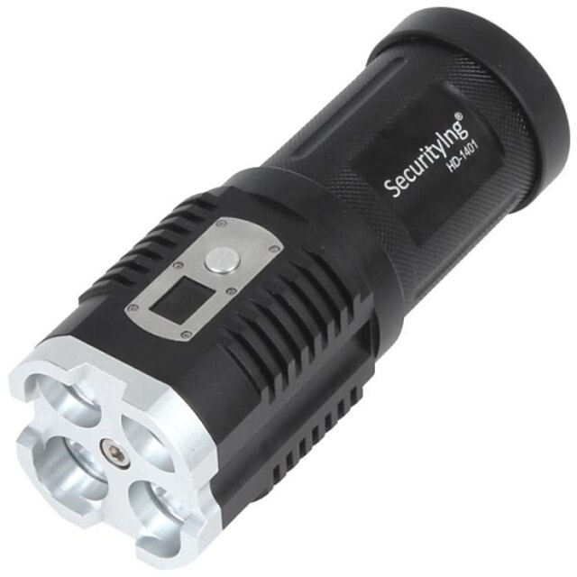  SecurityIng® HD-1401 5-Mode 4xCree XM-L2  Waterproof Digital Display  LED Flashlight(3600LM,4×18650,Black)
