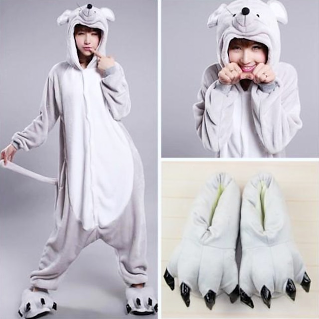 Toys & Hobbies Cosplay & Costumes | Zodiac Mouse 3D Adult Flannel Kigurumi Pajamas Animal Sleepwear Suit (with Slippers) - CN172