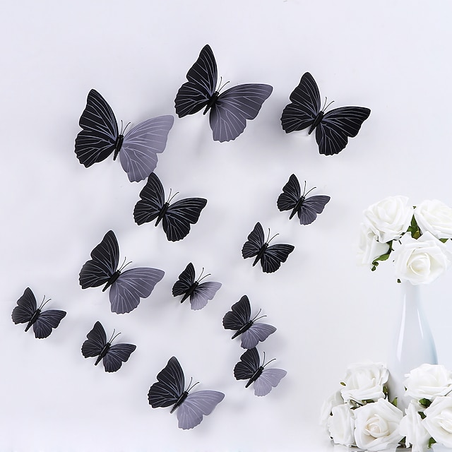  3D Wall Stickers Wall Decals, Butterfly PVC Pure Color Wall Stickers 12 Pieces/Set 1pc