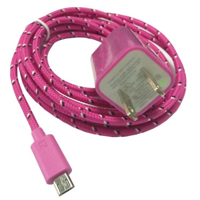  3M 10FT New Plug Wall Charger and USB Data Cable for SamSung Sony HTC Android Phones(Assorted Color)