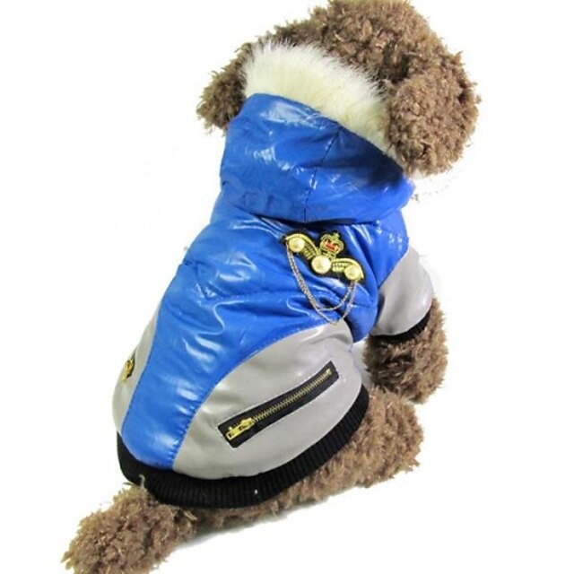  Кошка Собака Плащи Пайетки на открытом воздухе Зима Одежда для собак Красный Синий Костюм Кожа PU Хлопок S M L XL