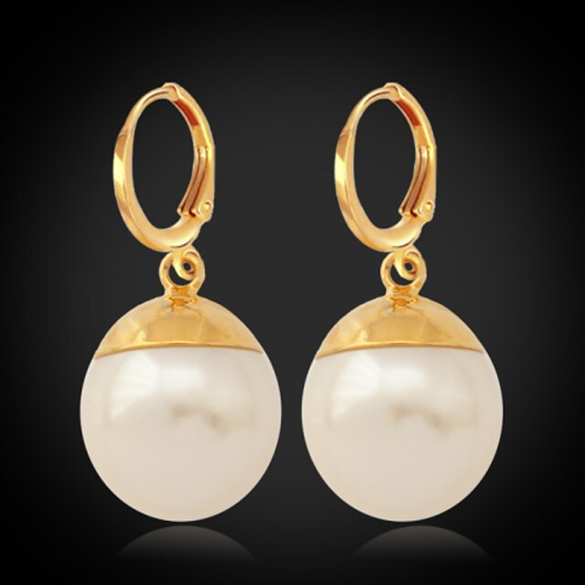  Women's Drop Earrings Imitation Pearl Imitation Pearl Plated Silver Alloy Round Jewelry