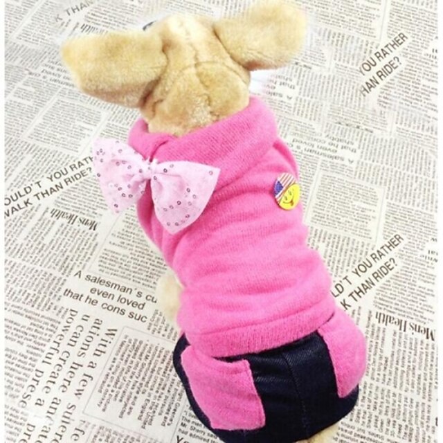  Кошка Собака Свитера Зима Одежда для собак Розовый Бежевый Костюм Сукно S M L XL