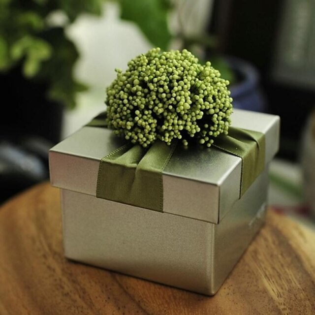  Zaokrąglanie Kwadrat Sześcienny Żelazo (niklowany) Favor Holder z Taśmy Drukowanie Kwiat Skrzynki Favor Gift Boxes