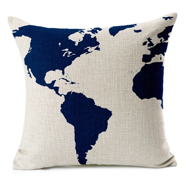  1 pcs Cotton/Linen Pillow Cover, Map Modern/Contemporary