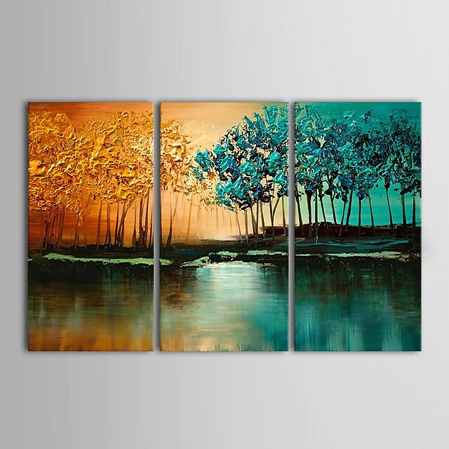  Ručně malované Krajina Horizontální Plátno Hang-malované olejomalba Home dekorace Tři panely