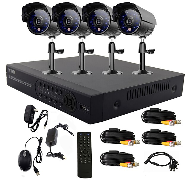  TWVISION® 4 Channel One-Touch Online CCTV DVR System(4 Outdoor Warterproof Camera)