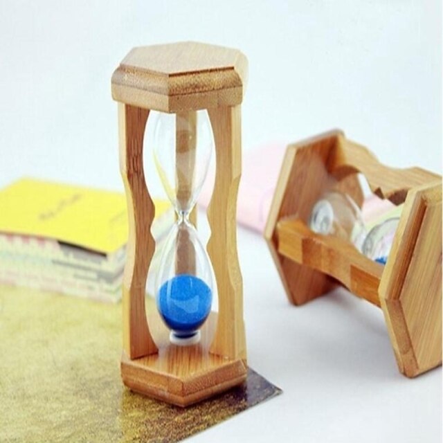  Wooden Frame Glass Hourglass With Blue  Sand