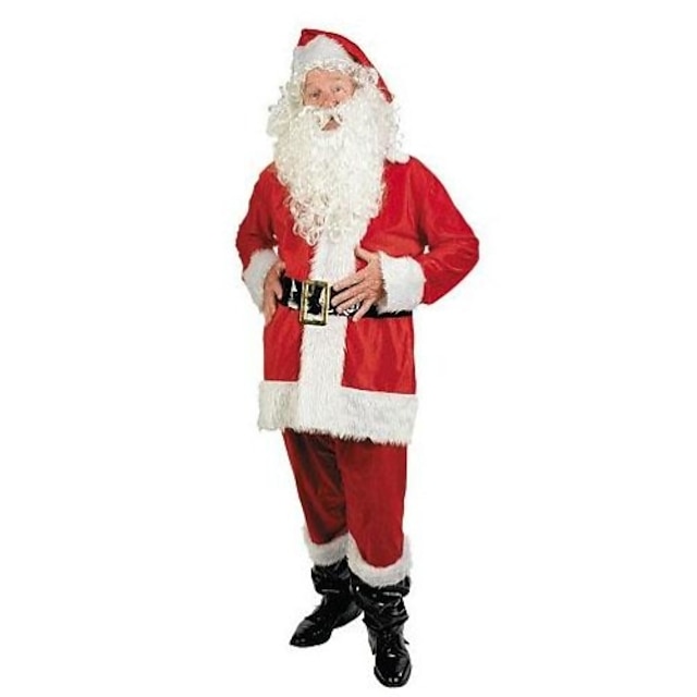 Costumi da Babbo Natale Costume cosplay Per uomo Natale Feste / vacanze Poliestere Per uomo Facile Costumi carnevale / Cappotto / Pantaloni / Cintura / Cappelli