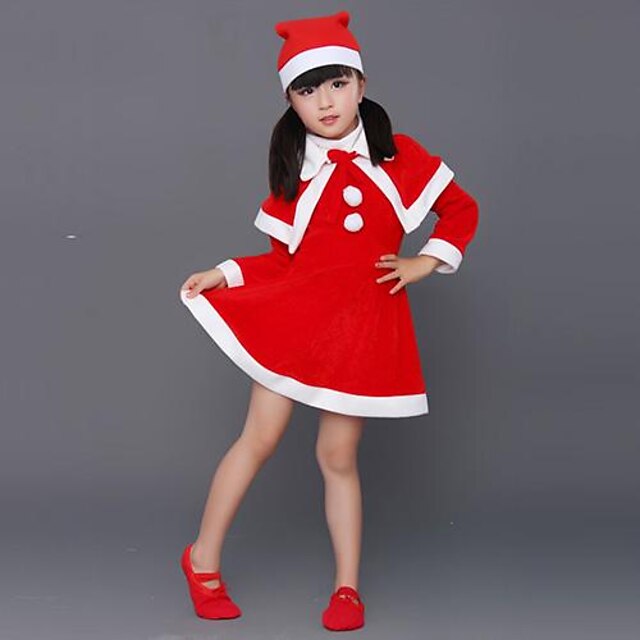  Szerepjáték Jelmezek Santa ruházat Lány Gyermek Felszerelések Karácsony Mindszentek napja Gyermeknap Fesztivál / ünnepek Poliészter ruhák Piros