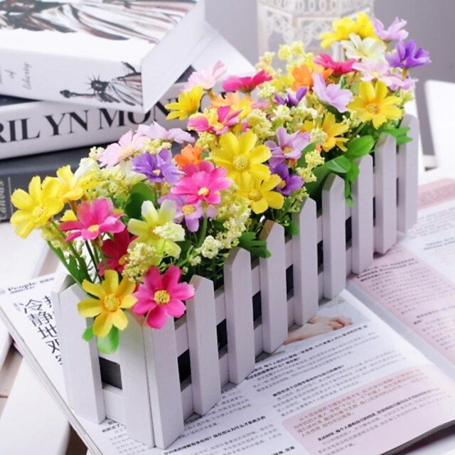  Ast Polyester Kunststoff Gänseblümchen Tisch-Blumen Künstliche Blumen
