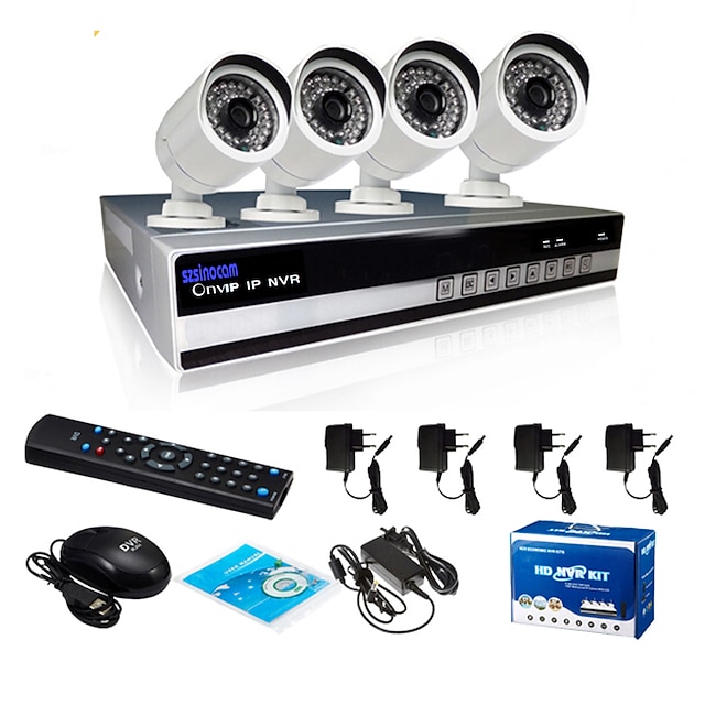  sinocam® 4ch nvr en 720p p2p ip camera beveiligingssysteem kit ondersteuning video push