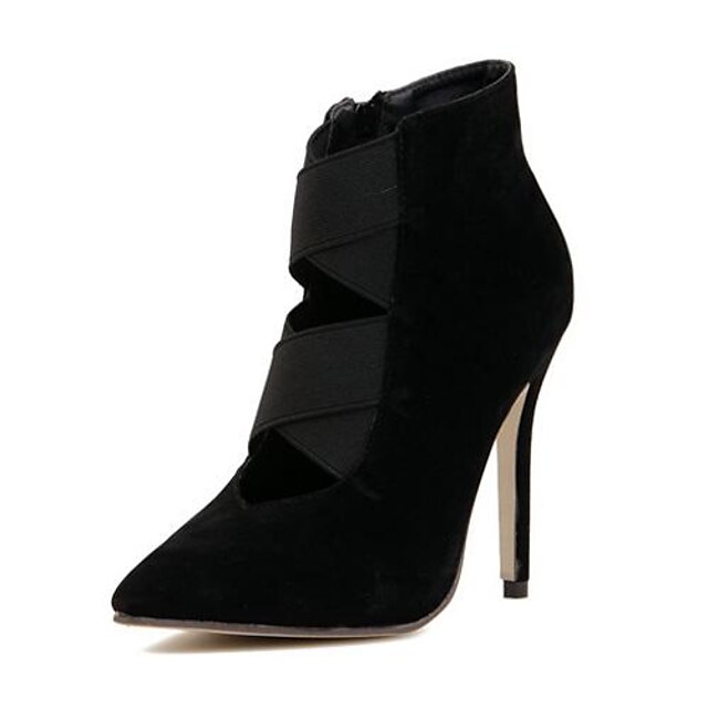  Zapatos de mujer - Tacón Stiletto - Puntiagudos / Botas a la Moda - Botas - Vestido - Ante Sintético - Negro