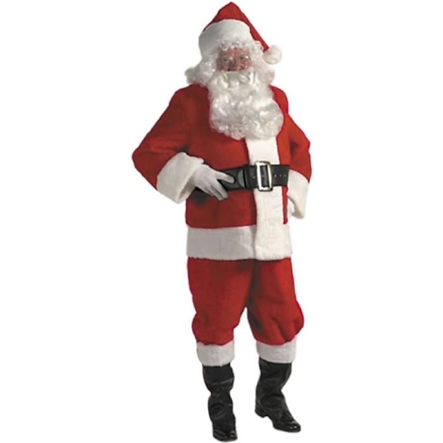  Santa Suit Santa Claus Cosplay Costume Santa Clothes Men's Christmas Festival / Holiday Polyester Men's Easy Carnival Costumes / Coat / Pants / Gloves / Belt / Hat