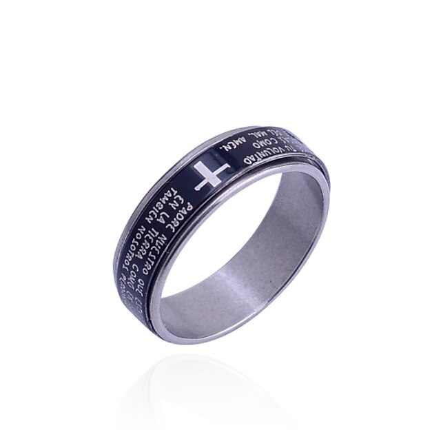  Men's Band Ring Stainless Steel Cross Unique Design Fashion Initial Christ Ring Jewelry Black For Daily 8 / 9 / 8½