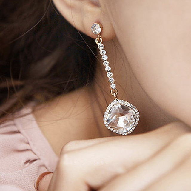  Earring Drop Earrings Jewelry Women Gemstone & Crystal / Alloy / Acrylic 2pcs Black / White