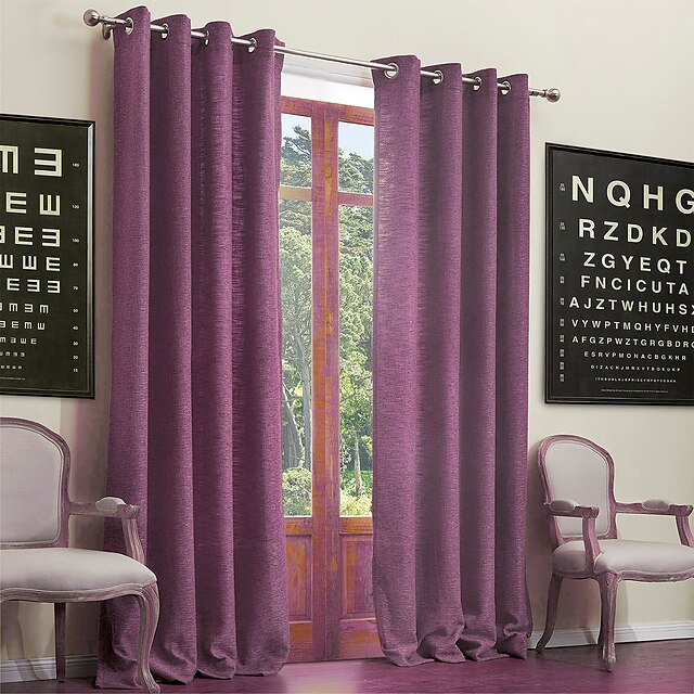  Rod Pocket Grommet Top Tab Top Double Pleat Two Panels Curtain Neoclassical Solid Living Room Poly / Cotton Blend Material Curtains Drapes