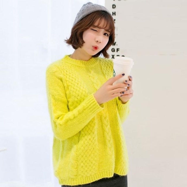  Women's Fashion Round Collar Long Sleeve Loose Pullovers